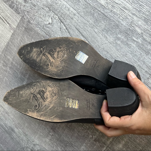 Free People Women’s Mules Embedded Black Leather Western Mules Shoes - Picture 7 of 9